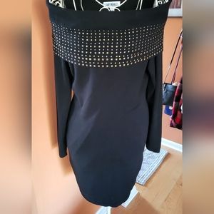 Black off shoulder sweater dress